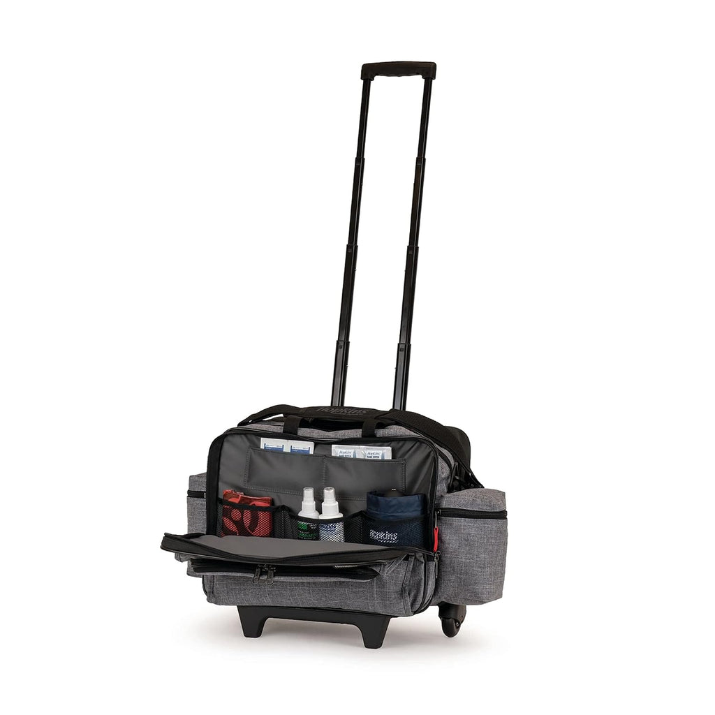 Hopkins Medical Products Antimicrobial Rolling Medical Bag: Waterproof, Lockable File Pocket, Wide Wheel Base - Perfect for Busy Healthcare Pros, 36.5' Handle