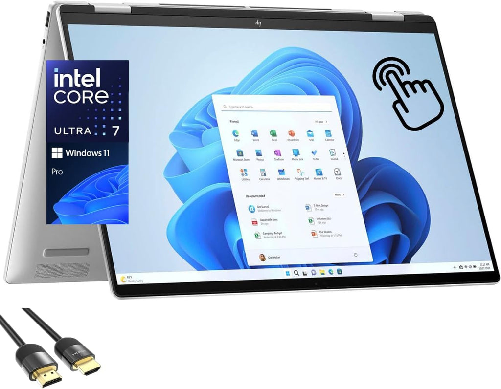 HP Envy 2-in-1 Laptop, 16' WUXGA IPS Wide Ultra Touchscreen Display, Core Ultra 7 155U (Up to 4.8GHz), 16GB DDR5, 512GB PCIe SSD, Backlit KB, TB 4, WiFi 6E, Webcam, PDG HDMI Cable, Win 11 Pro