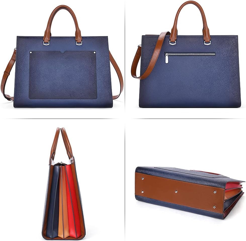 CLUCI Leather Briefcase for Women Laptop 15.6 Inch Professional Business Work Ladies Computer Handbag Shoulder Bag