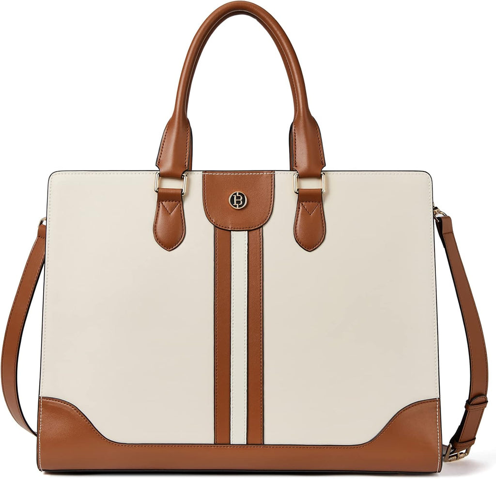 BOSTANTEN Leather Laptop Briefcase for Women Shoulder Bag 15.6 Inch Business Computer Work Tote