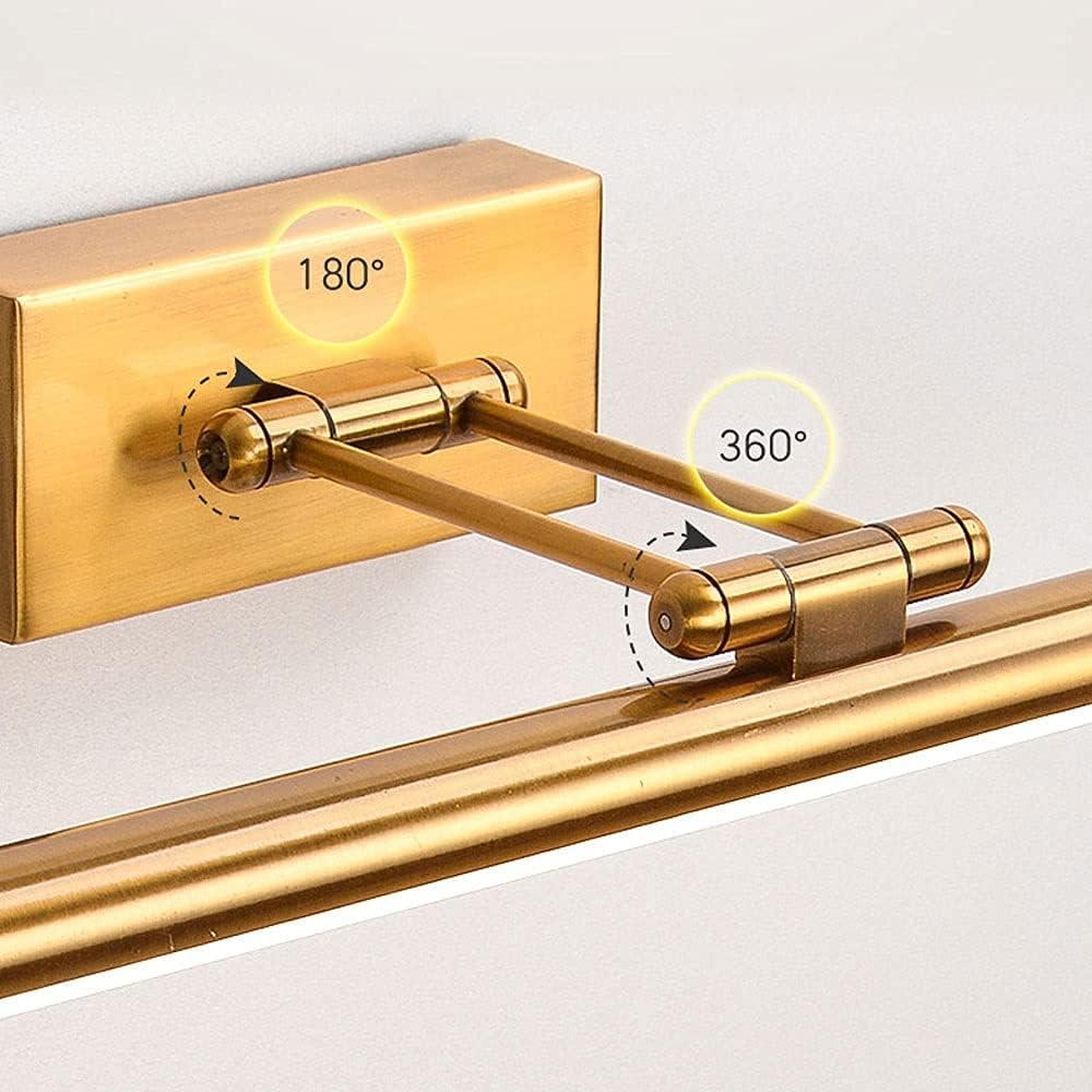 Mirror Light LED Bathroom Fixtures Vanity Mirror Lamp, Makeup Lighting Rotatable Metal Vanity Wall Lights, Modern Wall Vanity Sconce for Cabinets Dressing Table Wall Bedside Decor Lamp, Gold (Gold )