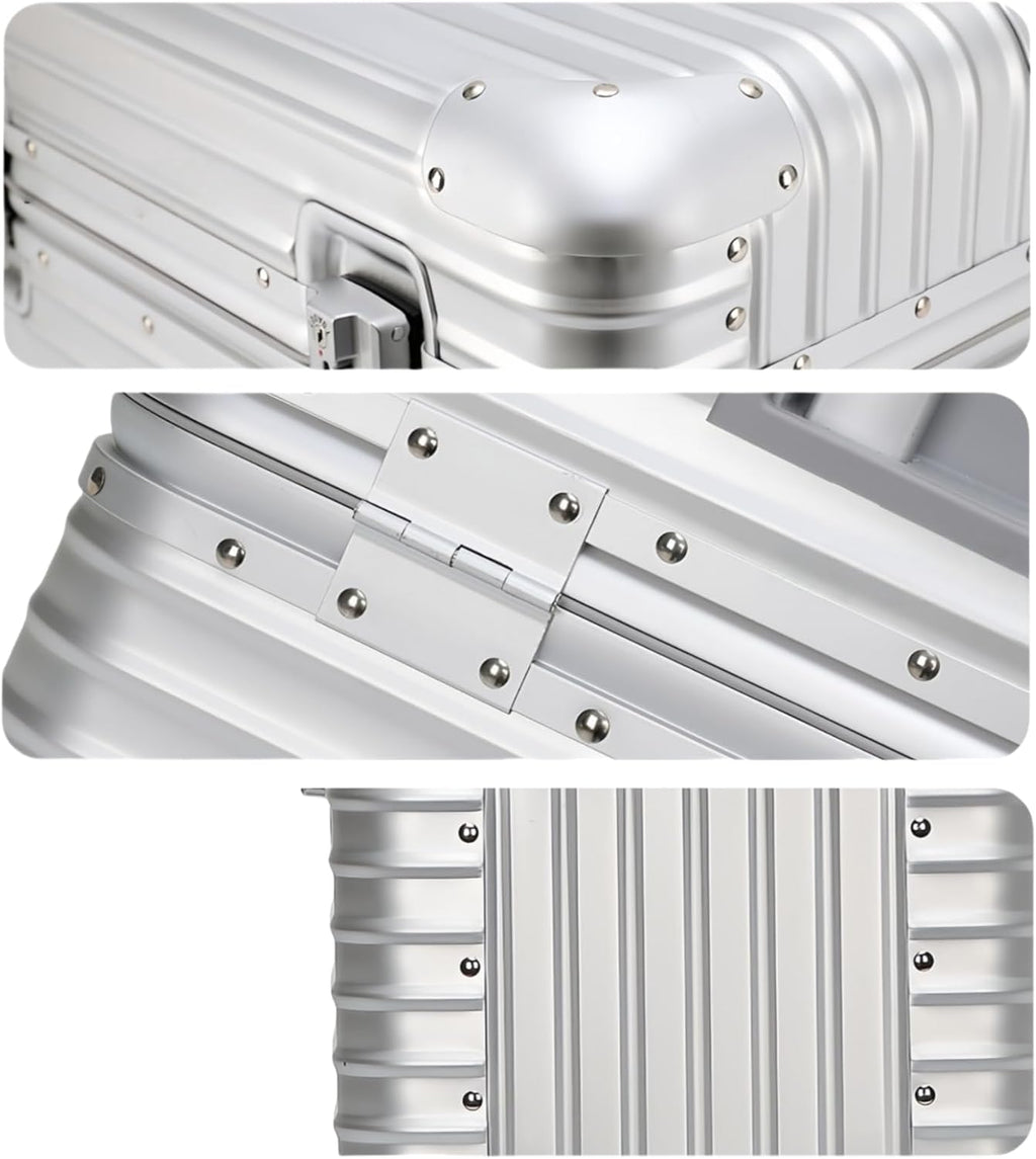 Full Aluminum Camera Carry-On Luggage DSLR Shockproof TSA lock Photography Gear Case with Removable Dividers & 360° detachable Wheels Luggage Rolling camera bag Camera storage case (silver)