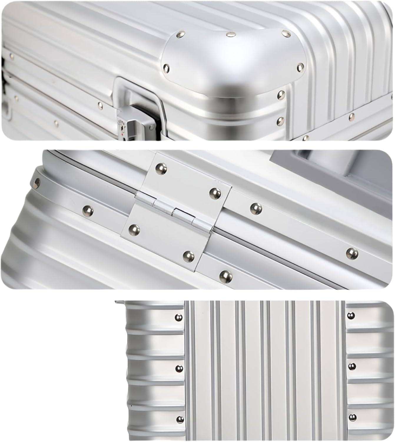 Full Aluminum Camera Carry-On Luggage DSLR Shockproof TSA lock Photography Gear Case with Removable Dividers & 360° detachable Wheels Luggage Rolling camera bag Camera storage case (silver)