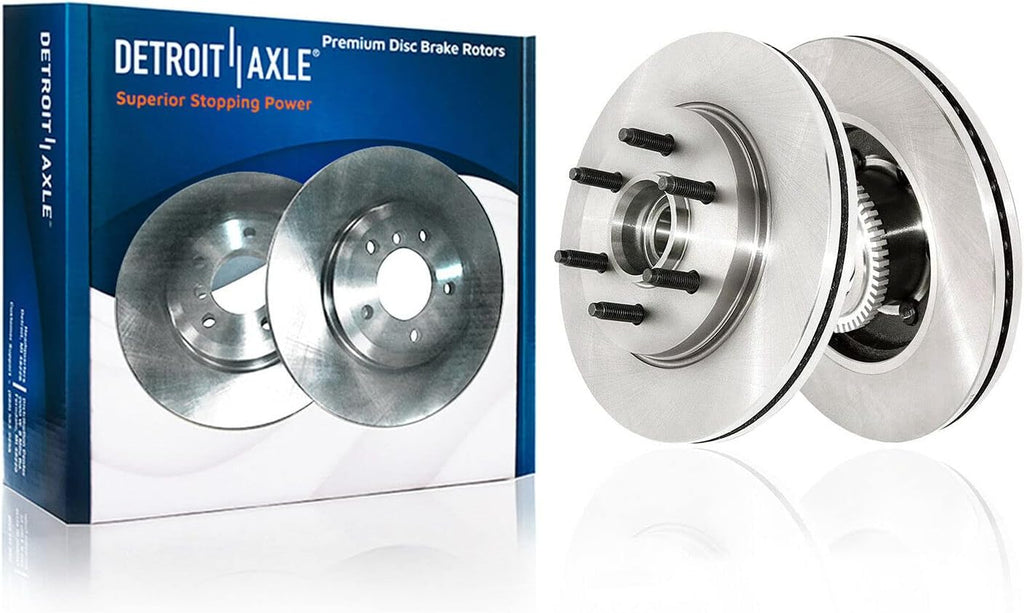 Detroit Axle - RWD Front Brake Kit for 2004-2005 Ford F-150 Disc Brake Rotors Brake Calipers w/Brackets Ceramic Brakes Pads Replacement: 6 Lug Models with 12.99 inch' Front Rotor Diameter