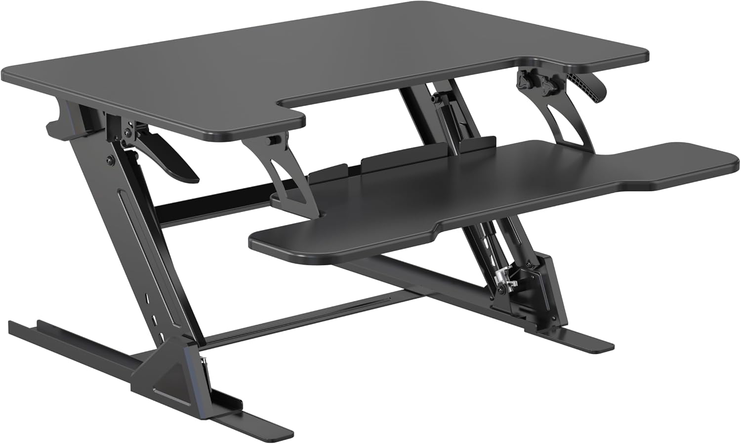 Standing Desk Converter 32 x 24 Inches - Height Adjustable Sit to Stand Riser with Keyboard Tray, Ergonomic Workstation for Home Office, Black