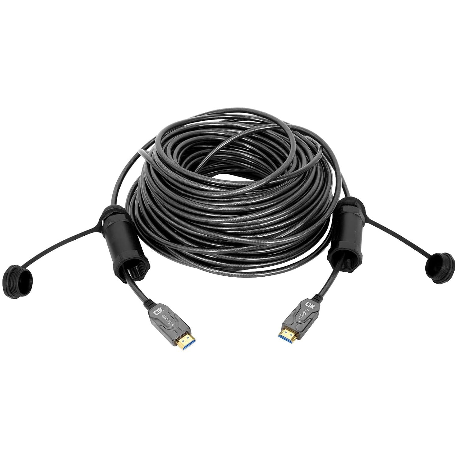 DTECH 100ft Fiber Optic HDMI Cable 2.1 4k 120Hz 8K 60Hz 48Gbps High Speed HDR eARC HDCP 2.2 2.3 3D Outdoor Armored Long HDMI Cord Waterproof IP68 for Laptop Monitor TV Xbox PS4/PS5, Unidirectional