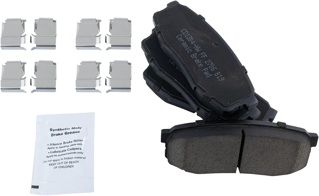 TRQ Performance Rear Brake Pad and Rotor Set Ceramic Drilled Slotted Coated Rotors Calipers Compatible with 2008-2015 Toyota Sequoia 2007-2015 Tundra