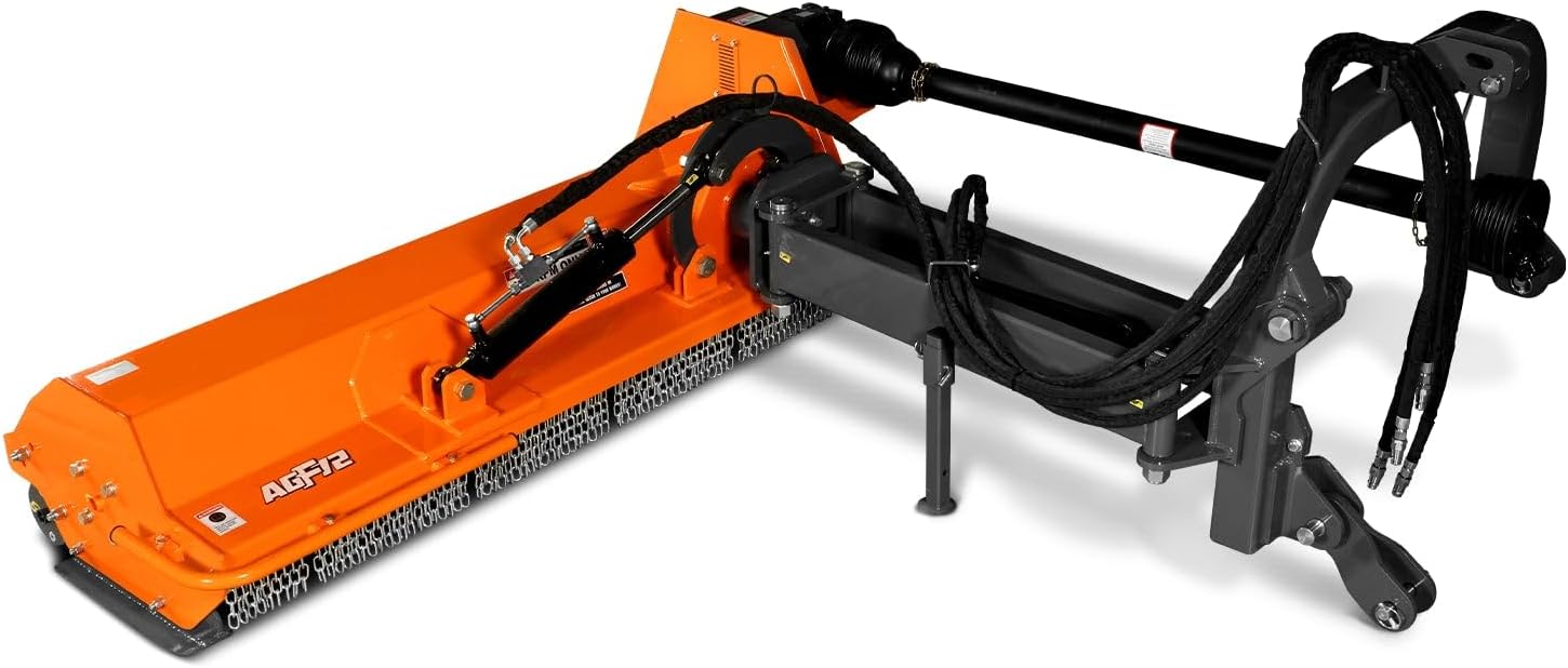 MechMaxx 72' Heavy Duty PTO Drive 3 Point Offset Ditch Bank Verge Flail Mower for 70-110HP CAT 2 Tractor, 111'' Offset Distance,55°/90° Rotation Angle, 16 Hammers, Model AGF72