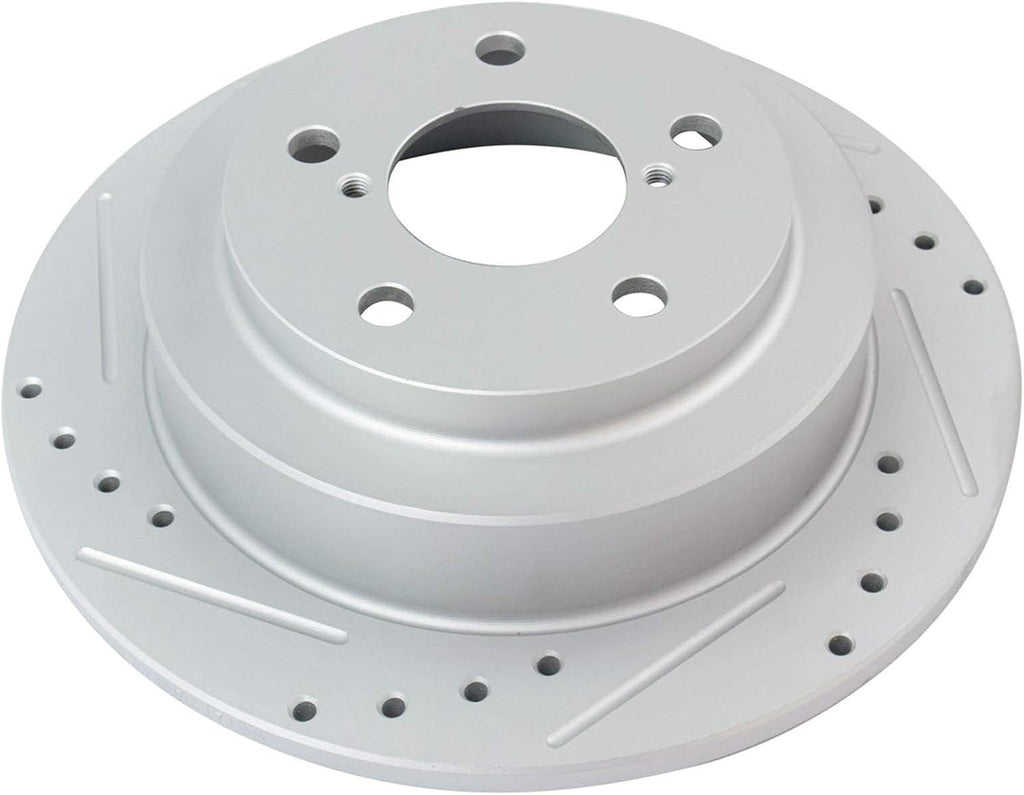 TRQ Performance Rear Brake Pad and Rotor Set Ceramic Solid Rotors Calipers Compatible with 2006-2007 Subaru Impreza