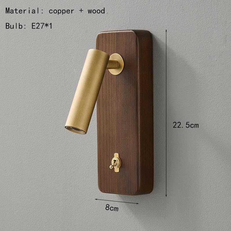 with Switch Wall Lamp Gold Silver Brass Wooden Lighting Fixtures for Bedroom Reading Hotel Office E27 Bulb,Bathroom