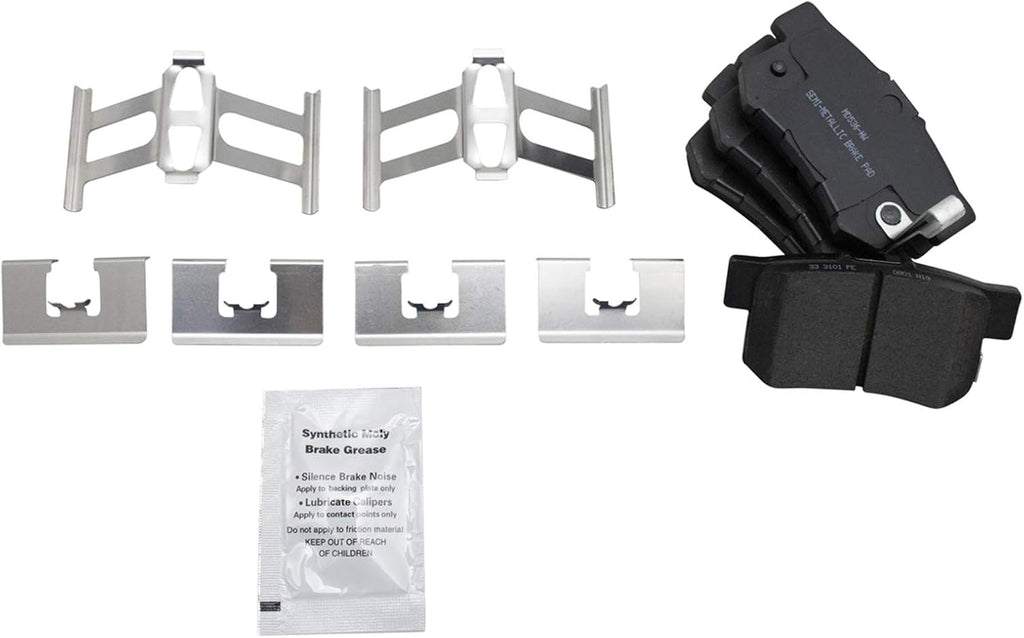 TRQ Rear Brake Pad and Rotor Set Semi Metallic Solid Rotors Calipers Compatible with 2007-2008 Acura TL 2003-2011 Honda Element