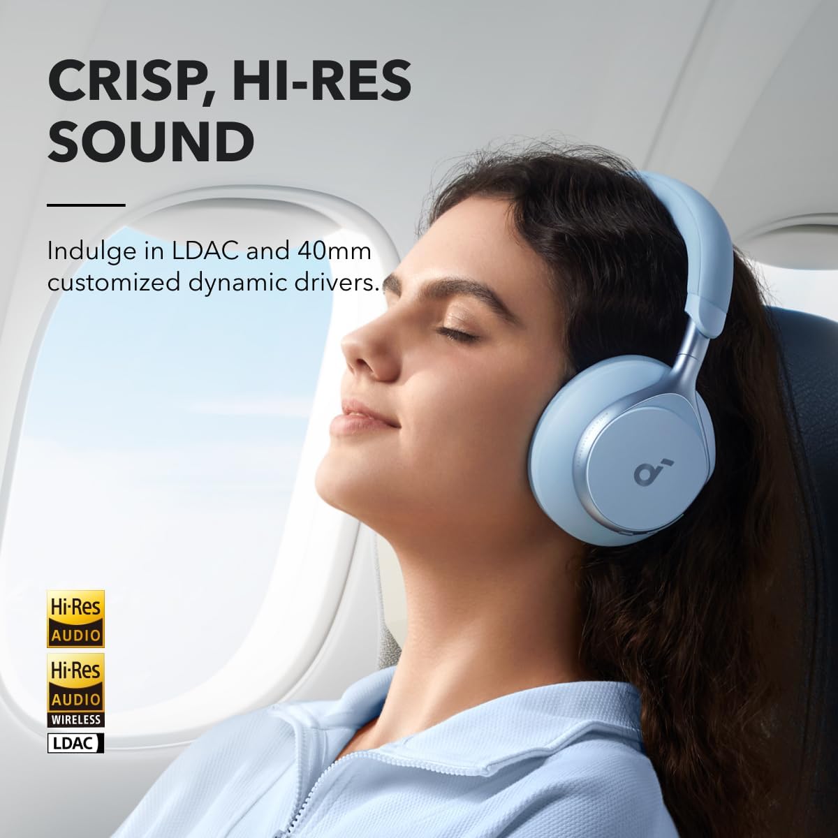 Soundcore by Anker Space One Active Noise Cancelling Headphones, with Headphones Case, 2X Stronger Voice Reduction, 40H ANC Playtime, App Control, LDAC Hi-Res Wireless Audio