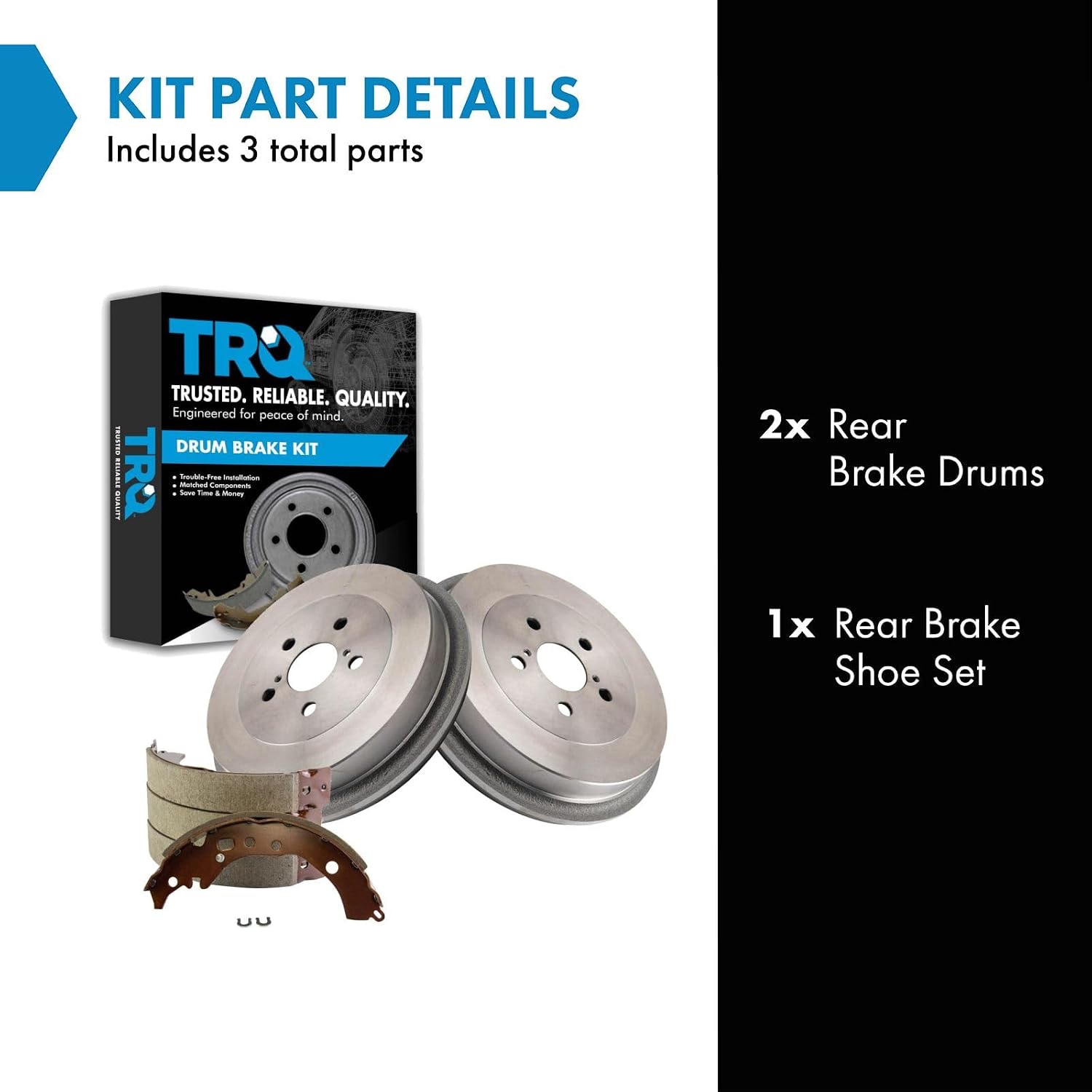 TRQ Rear Brake Pads & Rotors Kit Compatible with 2009-2019 Toyota Corolla