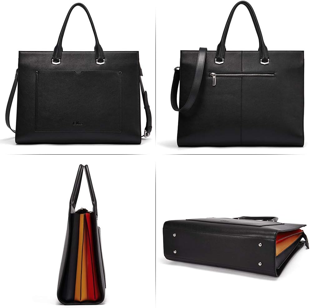 CLUCI Leather Briefcase for Women Laptop 15.6 Inch Professional Business Work Ladies Computer Handbag Shoulder Bag