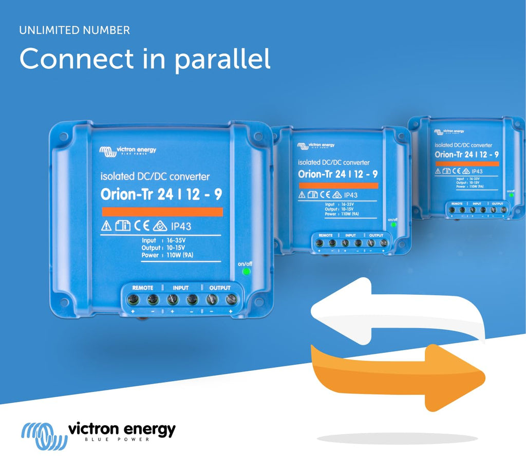 Victron Energy Orion-Tr DC to DC Converter - 24/12-Volt 9 amp 110-Watt - IP43 Protected - for Dual Battery Systems - Isolated