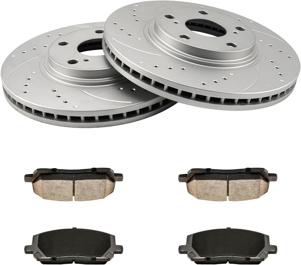 KAX Front Brake Kit for Toyota Highlander 2001 2002 2003 2004 2005 2006 2007, 11.64inch Brake Rotors Pads Kit, #31266+D884 Front Brakes
