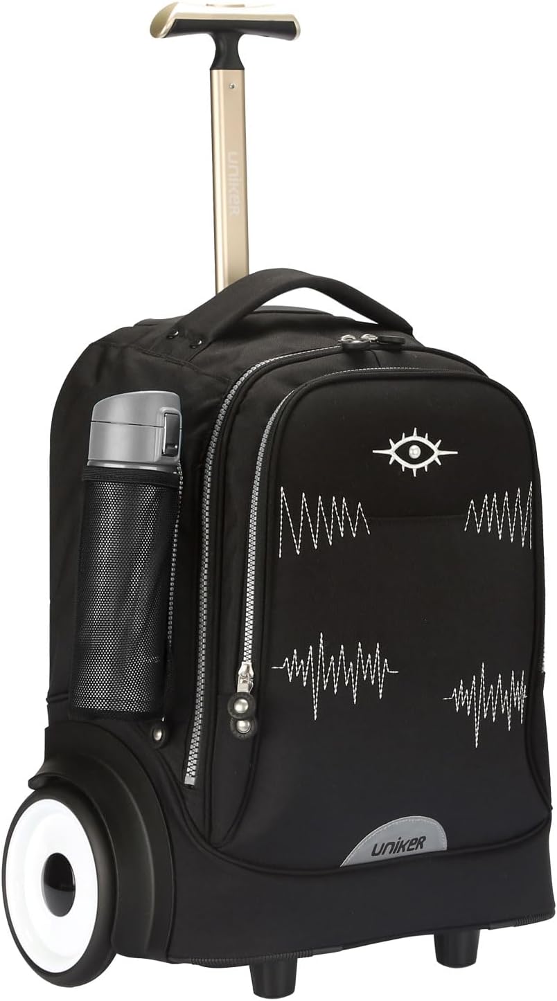 Rolling Laptop Bag with Quiet Wheels for 15.6 Inch Laptop, 6inch Large Wheel Roller Bag,Backpack with Wheels, The Evil Eye Wheeled Computer Bag