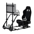 Anman Sim Racing Simulator Cockpit Black Seat with Visualizer Monitor Stand Fit for Logitech G25 G27 G29 G920 G923, for Thrustmaster T300RS TX, for Fanatec,Excluding Electronic Devices