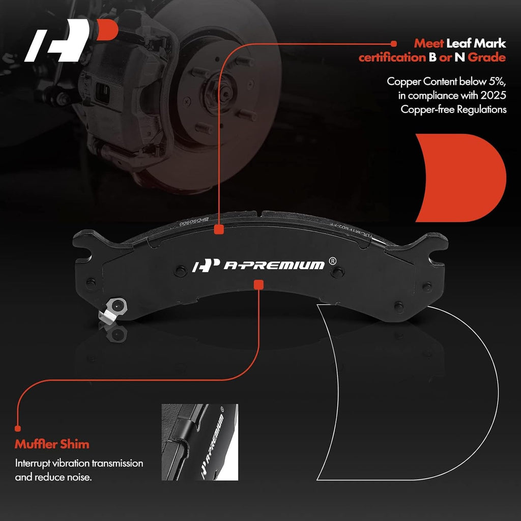 A-Premium 12.80 inch(325 mm) Rear Drilled and Slotted Disc Brake Rotors + Ceramic Pads Kit Compatible with Select Chevy and GMC Models - Silverado 3500, Silverado 3500 HD, Sierra 3500, Sierra 3500HD