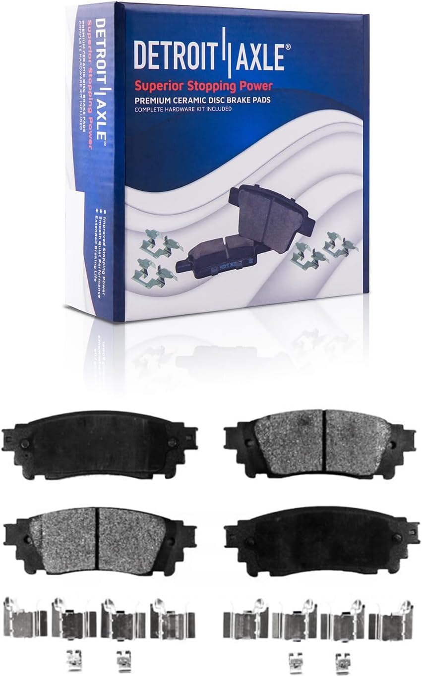 Detroit Axle - Brake Kit for 2015-2021 Lexus NX200t NX300h NX300, Drilled Slotted Brake Rotors Ceramic Brakes Pads 2016 2017 2018 2019 2020 Replacement : 12.91' inch Front and 11.06' inch Rear Rotors