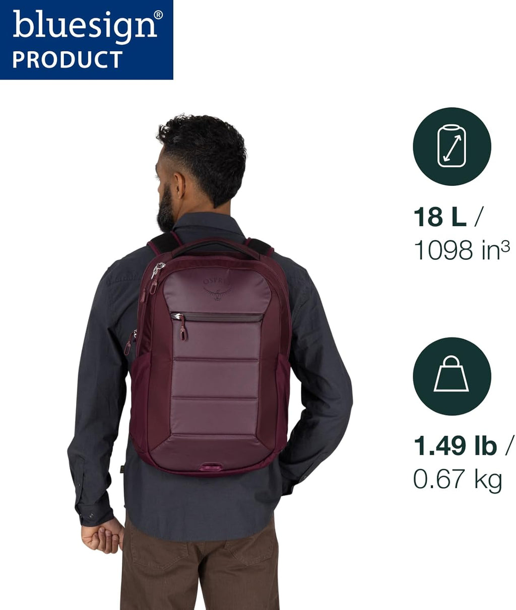 Osprey Ozone Laptop Backpack with Ventilated AirScape™ Backpanel - Lightweight Travel Backpack with 16' Laptop Sleeve - Carry-On Compatible Travel Bag for Men and Women, Moody Burgundy