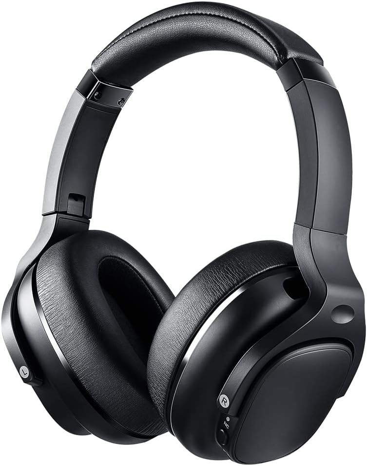 ANC Active Noise Cancelling Wireless Bluetooth Over-Ear Headphones Foldable Hi-Fi Stereo On-Ear Headsets, Hands-Free CVC HD Calls, 30H Playtime, for Sports/Games,Black
