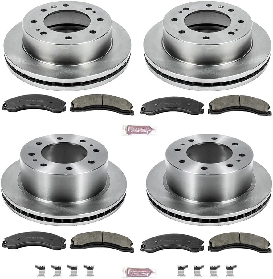 PowerStop Front and Rear Brake Kit for Chevrolet Silverado 2500 HD 2015-19 |Suburban 3500 HD 2016-19 |GMC Sierra 2500 HD 2015-19 - Z17 Ceramic Brake Pads & Disc Rotors Replacement, KOE6992
