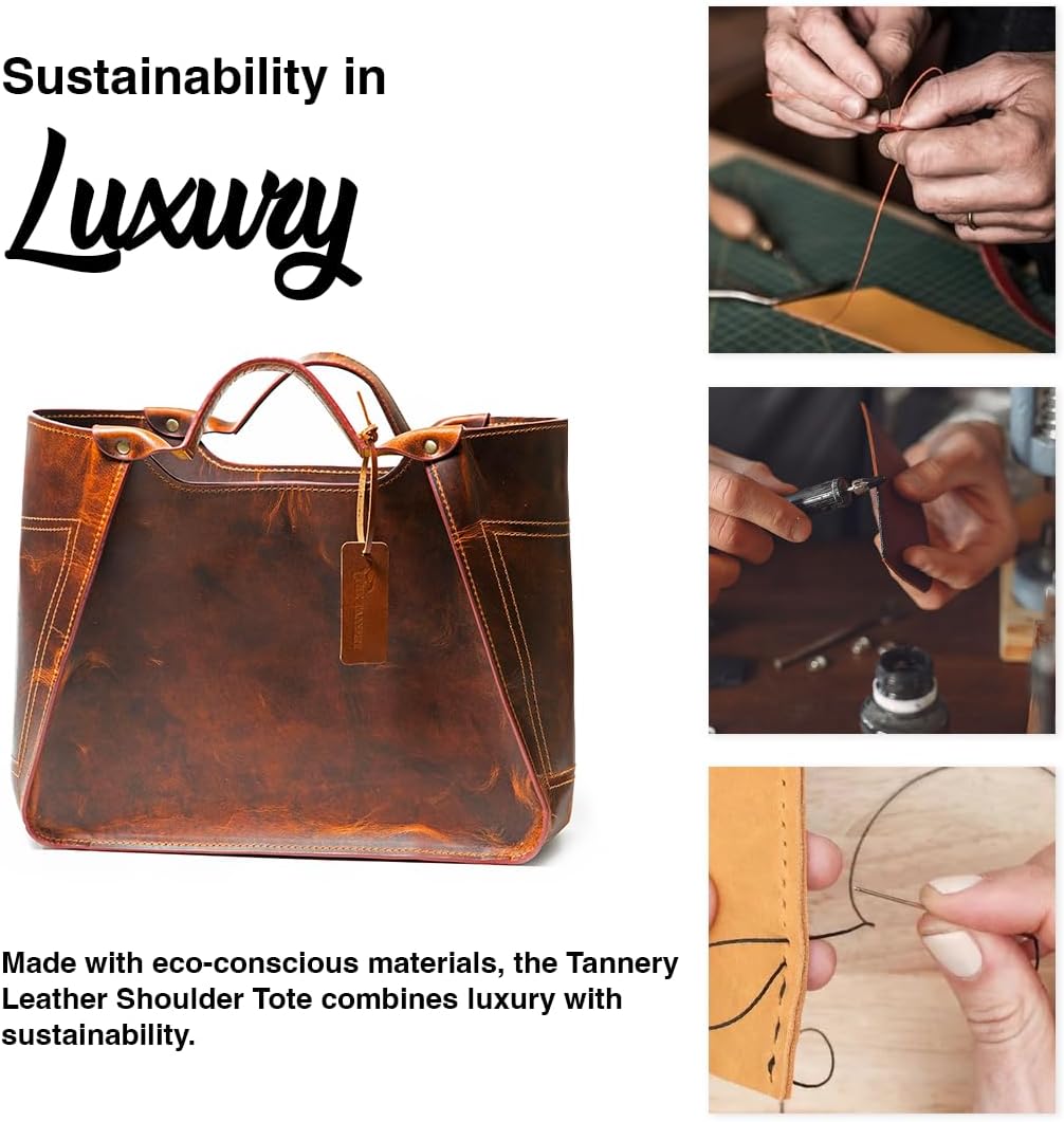 Tannery Genuine Full Grain Leather Shoulder Tote Bag for Women Large Handbag Ladies Purse Adjustable Strap Satchel Travel Bag