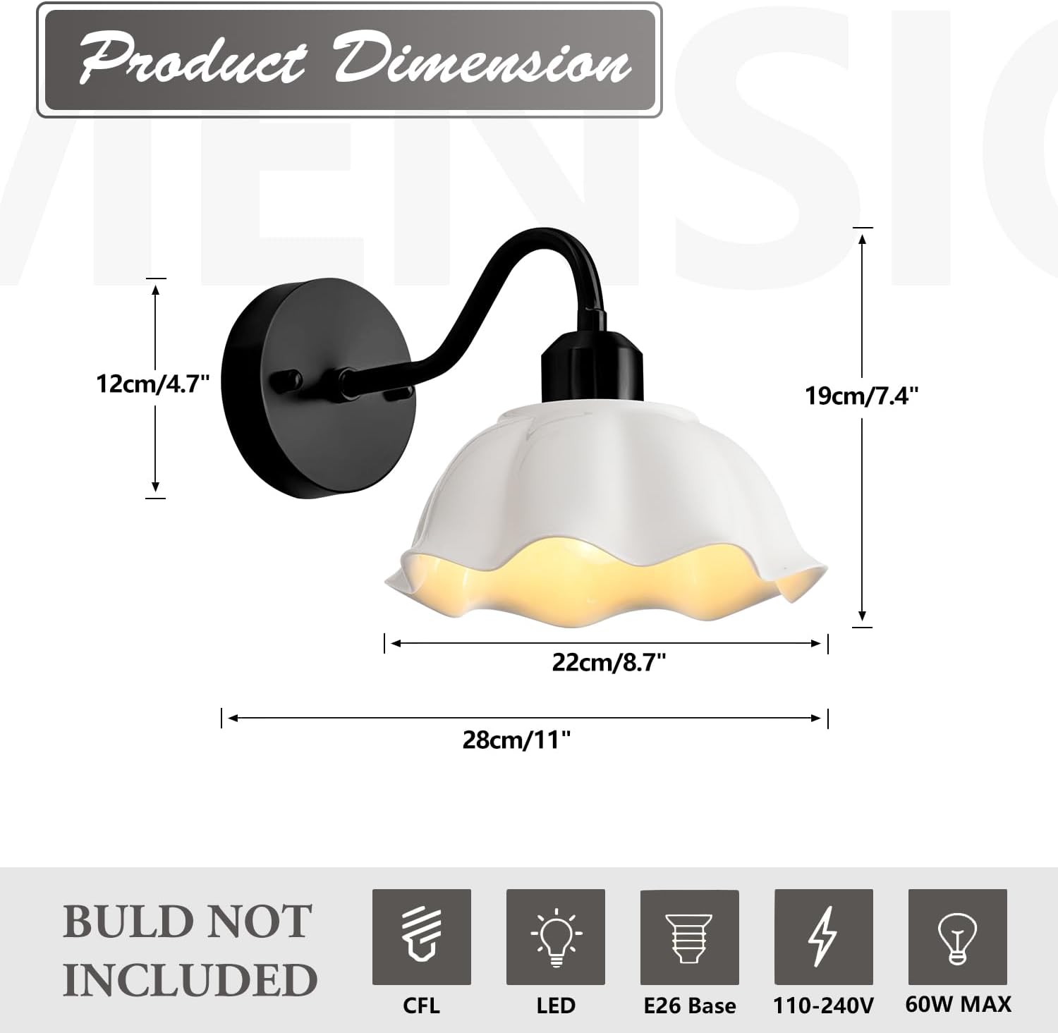 Black Bathroom Wall Sconces Set of 2 Modern White Milk Glass Wall Light Fixtures Farmhouse Living Room Wall Mounted Lights Vintage Bedroom Hardwired Vanity Wall Lamps Set of Two MWL02-2BK