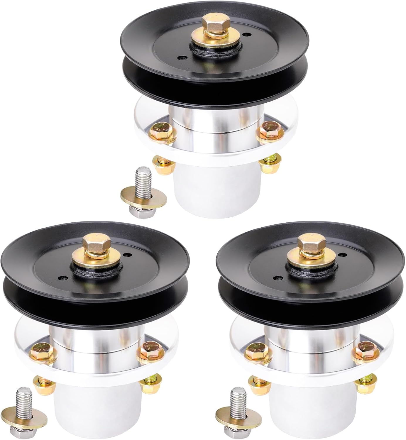 Spindle Assembly 037-2000-00 037-2050-00 with 033-4890-00 Pulley Fit for Bad Boy MZ & MZ Magnum 54' Deck, Bad Boy ZT Avenger 54' Deck Lawn Mower (3 Pack)