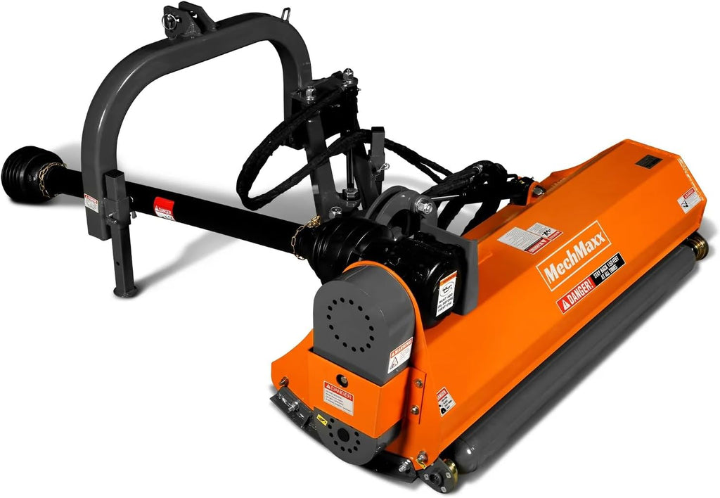 MechMaxx 60' Inch PTO Drive 3 Point Hitch Offset Flail Ditch Bank Mower for 25-60HP CAT 1 Tractor, 77'' Offset Distance,60°/90° Rotation Angle, 24 Hammers, Model VAM60