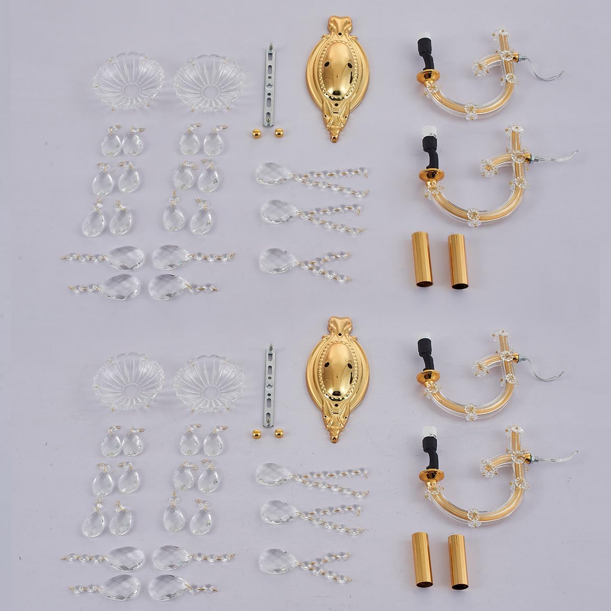 YLONG-ZS Gold Crystal Sconces Set of 2, Crystal Wall Chandelier Sconces Modern, Wall Mount Lamps Bedside, Wall Lamp Gold Wall Light for Bedroom, Living Room,Bathroom,Restrant,Hallway