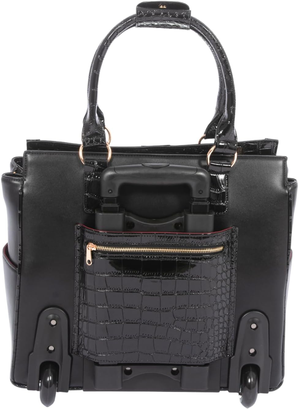 JKM and Company Alligator Compatible With Computer iPad, Laptop Tablet Rolling Tote Bag Briefcase Carryall Bag | Compatible With, Computer, iPad, Laptop, Tablet, Rolling
