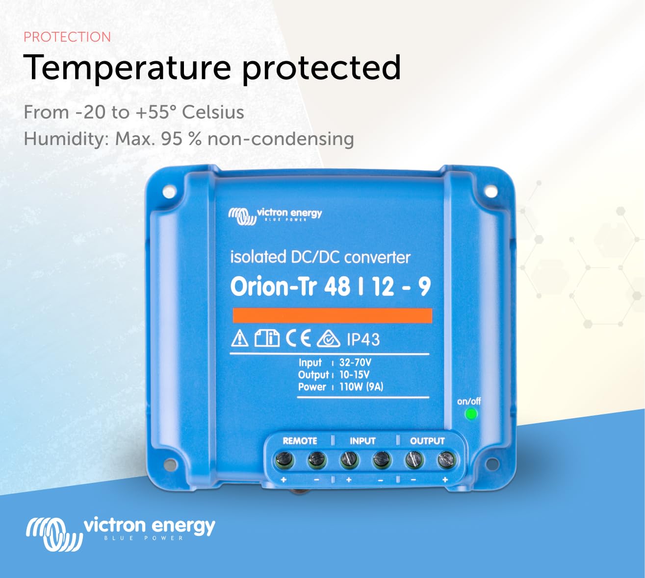 Victron Energy Orion-Tr DC to DC Converter - 48/12-Volt 9 amp 110-Watt - IP43 Protected - for Dual Battery Systems - Isolated