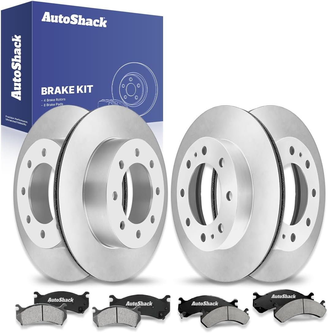 AutoShack Front & Rear Brake Rotors & Ceramic Pads for Chevrolet & GMC, Silverado 2500 HD 2001-2010 Sierra 2500 HD 2001-2010 Silverado 3500 2004-2006 Sierra 3500 2004-2006, 4WD RWD V8 6.0L 6.6L 8.1L