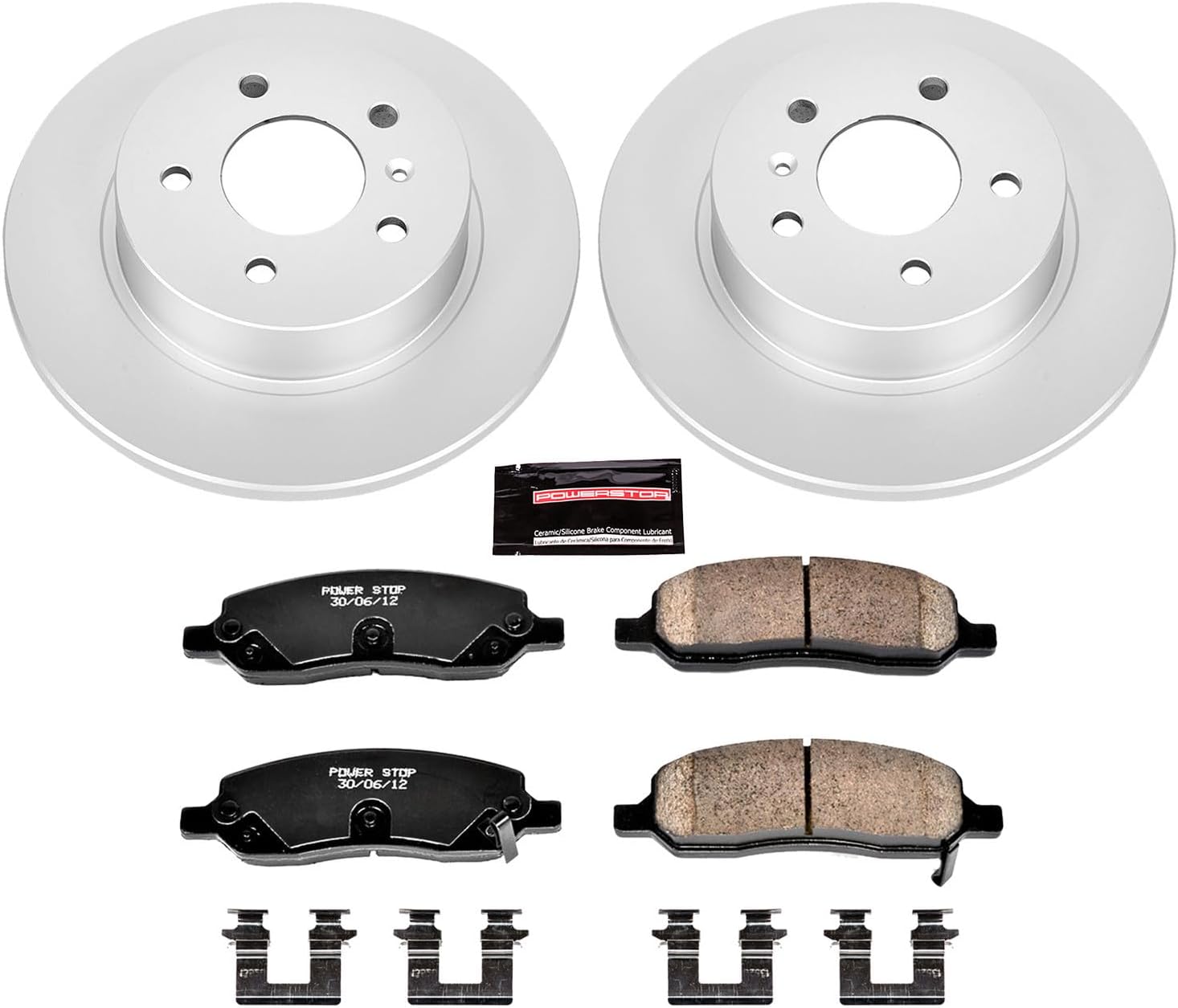 PowerStop Rear Brake Kit for Buick Lucerne 2006-11 | Cadillac DTS 2006-11 - Fully-Coated Disc Rotors with Z17 Ceramic Brake Pads Replacement, CRK4658