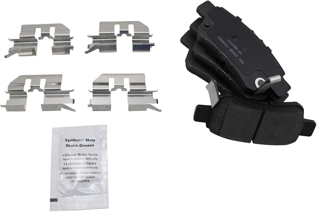 TRQ Rear Brake Pad and Rotor Set Ceramic Rotors Calipers Hoses Compatible with 2005-2006 Honda Odyssey