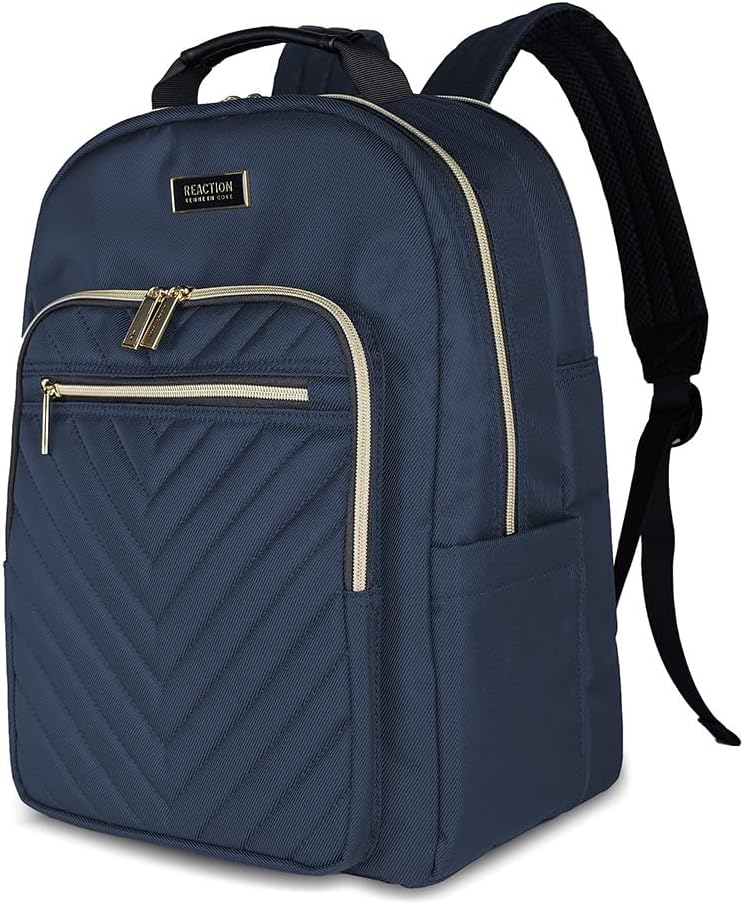 Kenneth Cole REACTION Chelsea 2-Piece Bundle - 17' 4-Wheel Spinner Underseat Carry-On Luggage & Matching 15' Laptop Backpack, Navy