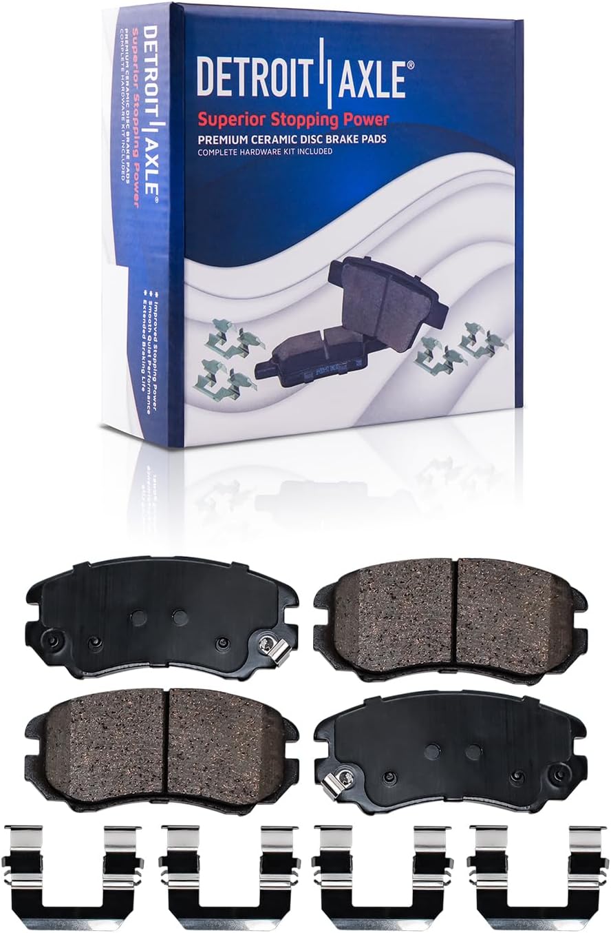 Detroit Axle - 8pc Brake Kit for 2007 2008 2009 2010 Hyundai Elantra, Front & Rear Drilled Slotted Disc Brake Rotors Ceramic Brakes Pads Replacement: 10.83 inch Front and 10.31 inch Rear Rotor