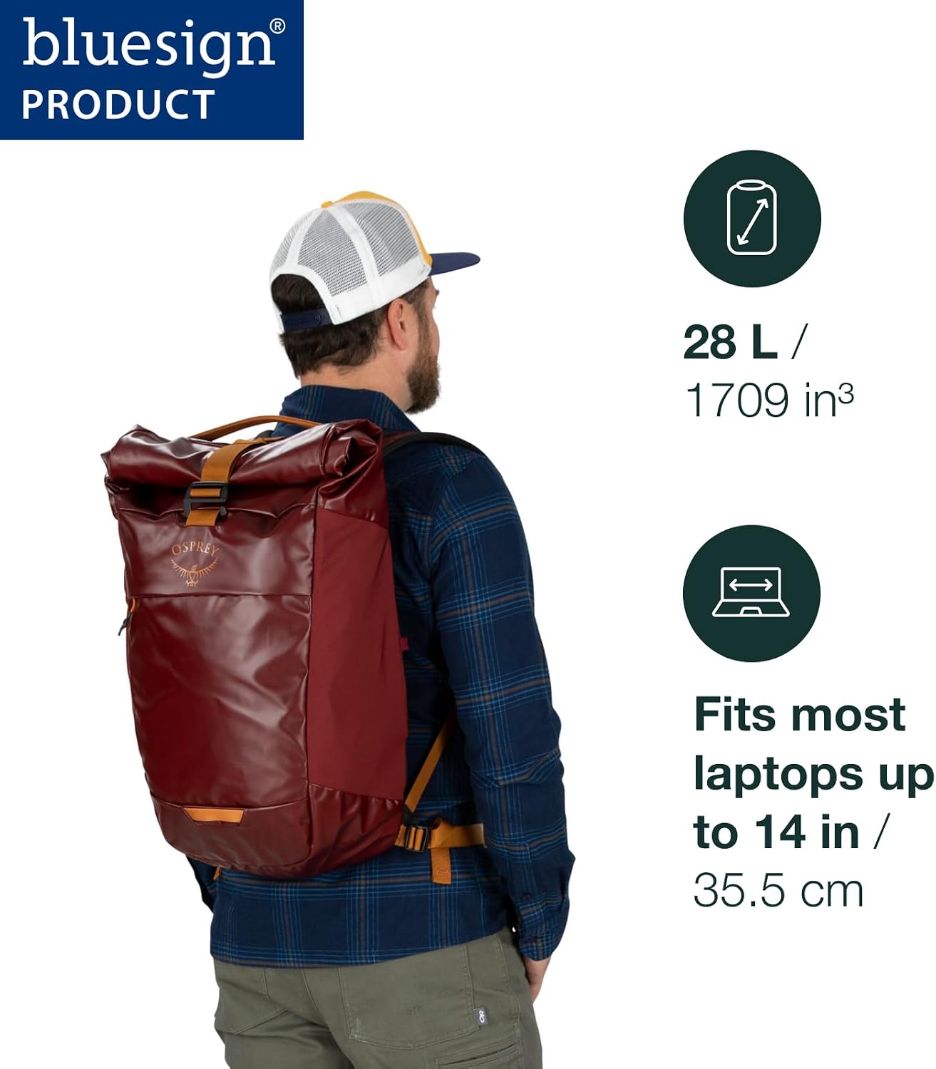 Osprey Transporter Roll Top Laptop Backpack, Tan Concrete