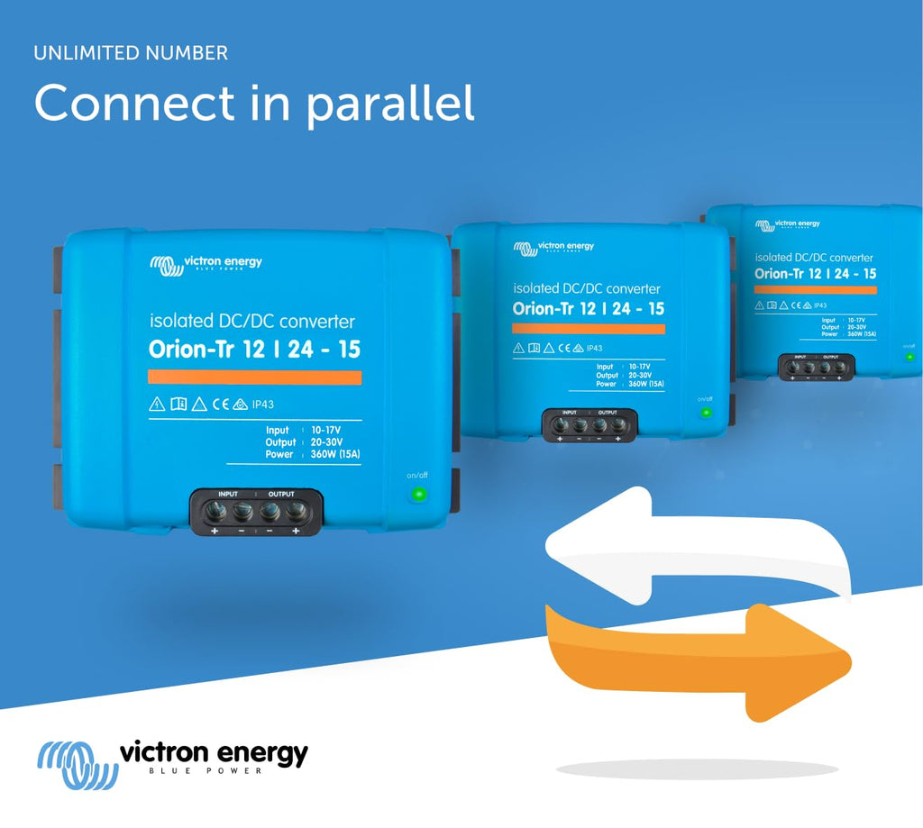 Victron Energy Orion-Tr DC to DC Converter - 12/24-Volt 15 amp 360-Watt - IP43 Protected - for Dual Battery Systems - Isolated