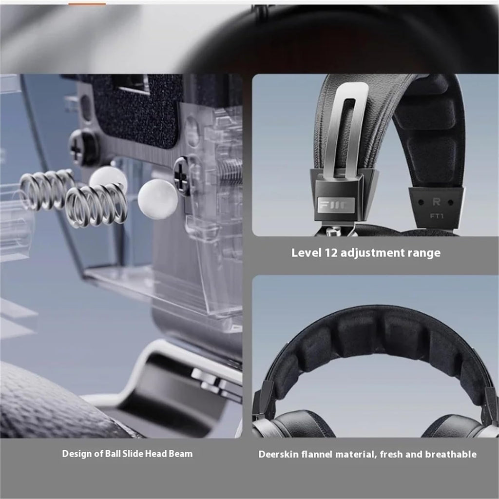 FT1 Closed-Back Over-Ear Nanowood Fiber Composite Diaphragm Wired Hi-Fi Headphones, Black Wood Ear Cups for Studio(Black Wood)