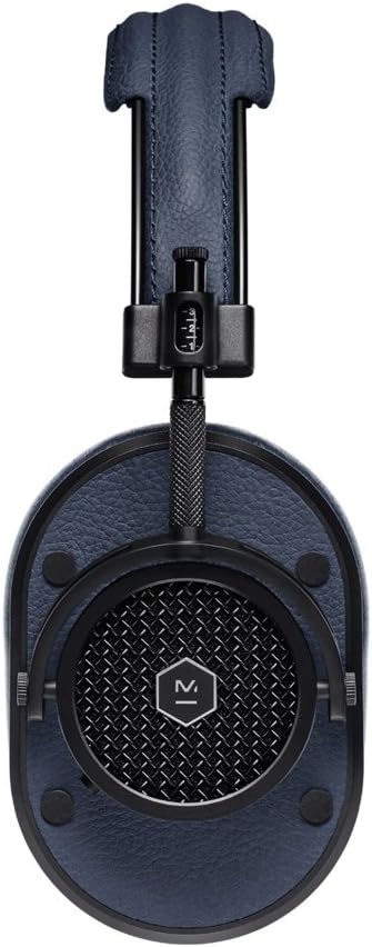 Master & Dynamic MH40 Over-Ear Headphones with Wire - Noise Isolating with Mic Recording Studio Headphones with Superior Sound, Black Metal/Navy Leather (MH40B4)