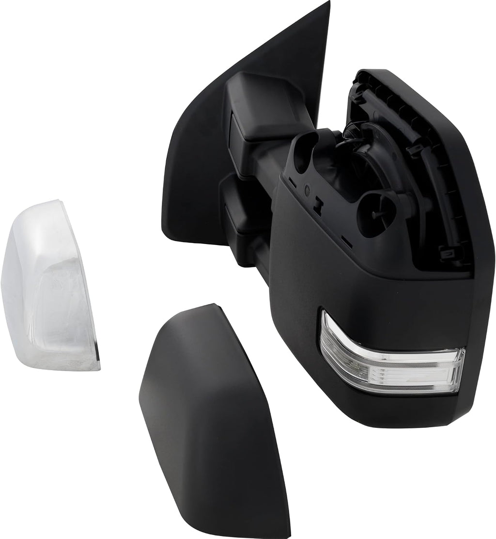 Kool Vue Driver Side Power Heated Towing Mirror for Ford F-250 F-350 Super Duty 2017-2022 Manual Fold With Signal Light; Without Blind Spot Monitor, Memory & Puddle Lamp Textured