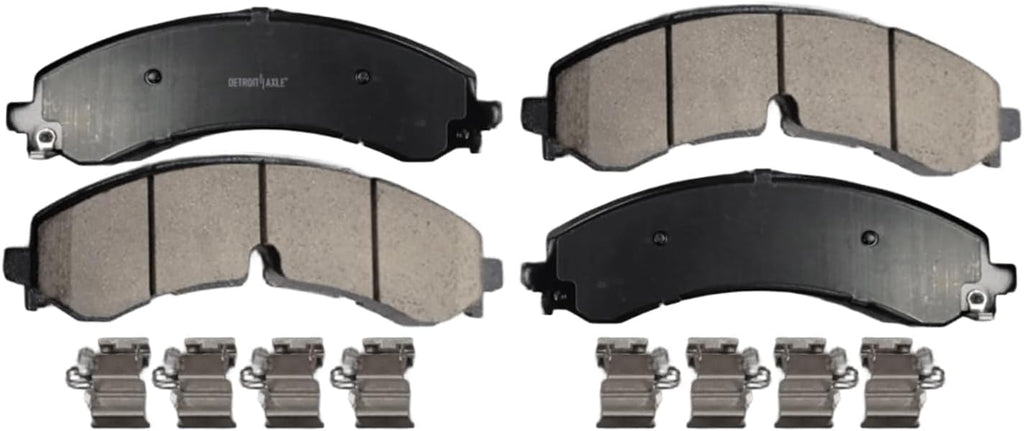 Detroit Axle - Brake Kit for Chevy GMC Silverado Sierra 3500 HD, Drilled and Slotted Disc Brake Rotors Brakes Pads 2020 2021 2022 2023 2024 Replacement : 13.98' inch Front and Rear Rotors