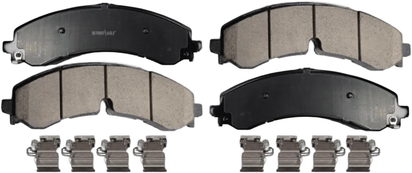 Detroit Axle - Brake Kit for Chevy GMC Silverado Sierra 3500 HD, Drilled and Slotted Disc Brake Rotors Brakes Pads 2020 2021 2022 2023 2024 Replacement : 13.98' inch Front and Rear Rotors