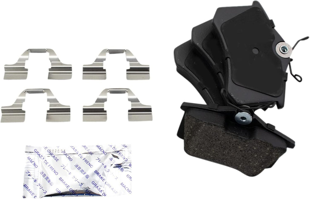 TRQ Performance Rear Brake Pad and Rotor Set Ceramic Solid Rotors Calipers Compatible with 2010-2013 Audi A3