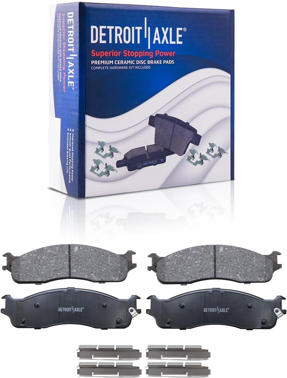 Detroit Axle - 4WD 18pc Front Brake Kit for 2006-2008 Dodge Ram 2500 3500, Brake Rotors Brakes Pads Wheel Bearing Hubs U-Joint Axles Tie Rods Ball Joints Adjusting Sleeves 2007 Replacement