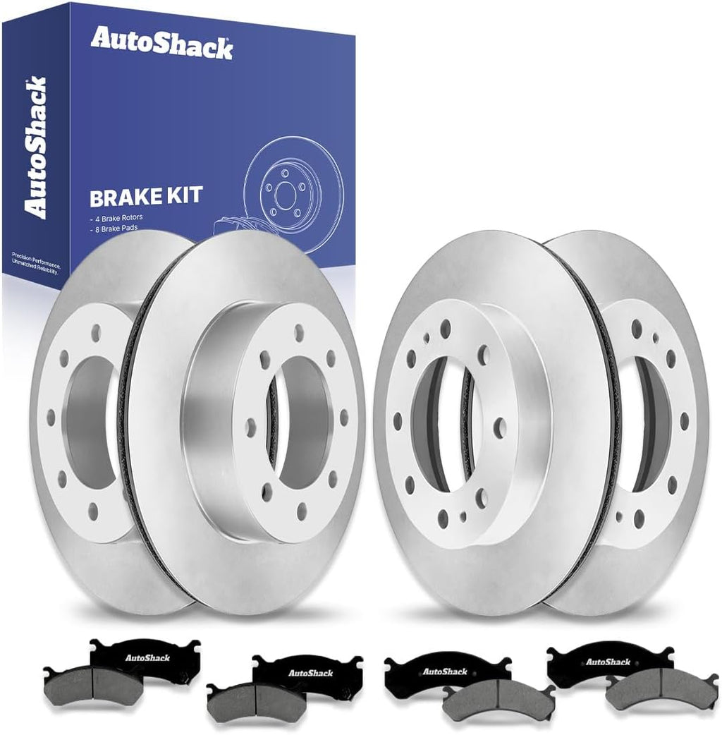 AutoShack Front & Rear Brake Rotors & Premium Pads for Chevrolet & GMC, Silverado 2500 HD 2001-2010 Sierra 2500 HD 2001-2010 Silverado 3500 2004-2006 Sierra 3500 2004-2006, 4WD RWD V8 6.0L 6.6L 8.1L