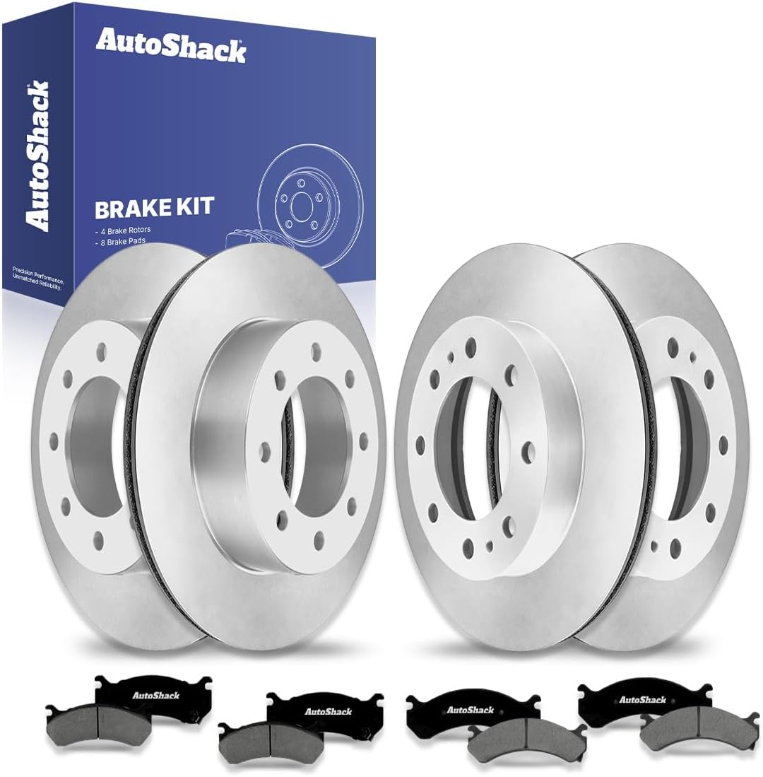 AutoShack Front & Rear Brake Rotors & Premium Pads for Chevrolet & GMC, Silverado 2500 HD 2001-2010 Sierra 2500 HD 2001-2010 Silverado 3500 2004-2006 Sierra 3500 2004-2006, 4WD RWD V8 6.0L 6.6L 8.1L
